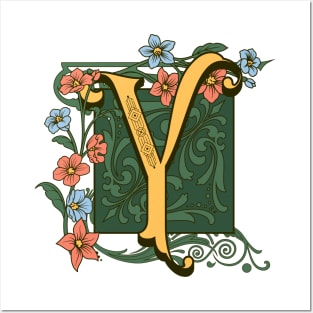 Art Nouveau Letter Y, Ornamental Letter Y, Art Deco Posters and Art